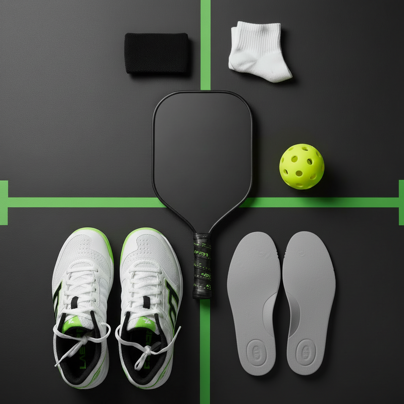 Pickleball gear flat lay